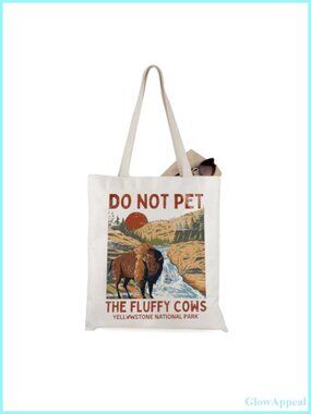 Canvas Tote Bag Yellowstone National Park Bison Print Multifunctional Carryall